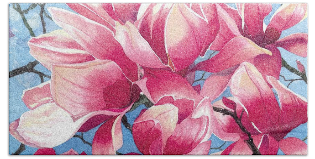 Flower Beach Sheet featuring the painting Magnolia Medley by Barbara Jewell