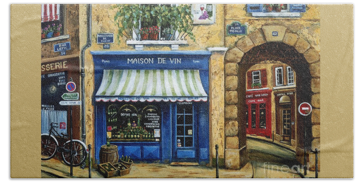 Wine Beach Towel featuring the painting Maison De Vin by Marilyn Dunlap