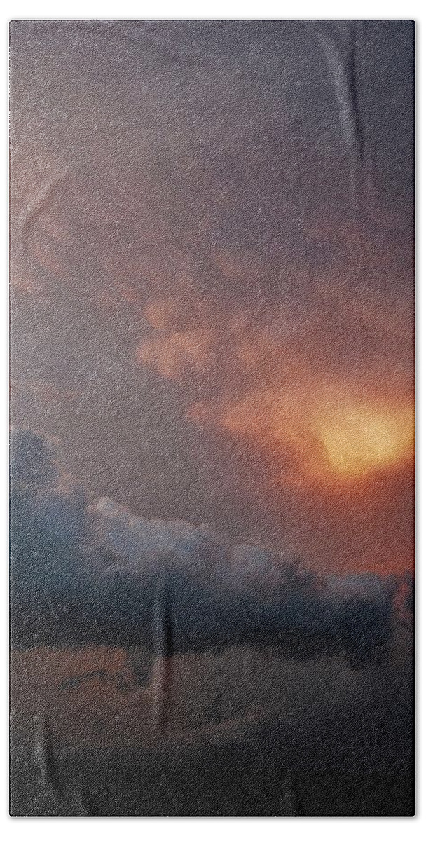 Texas Beach Sheet featuring the photograph Mammatus at Sunset by Ed Sweeney