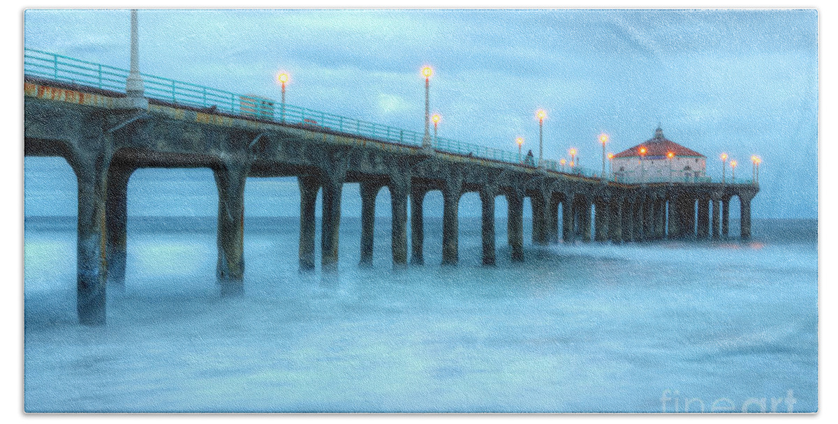 Pier Beach Towel featuring the photograph Manhattan Beach Pier California by Bob Christopher