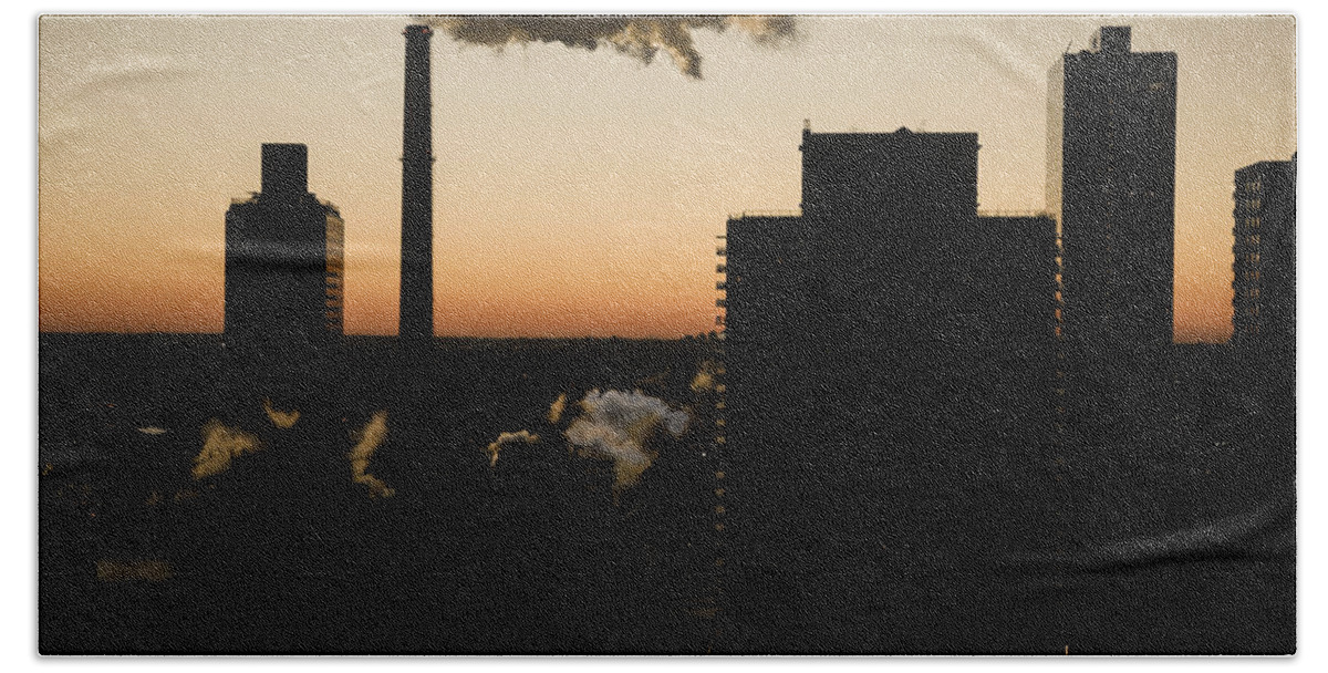 Manhattan Beach Towel featuring the photograph Manhattan Dawn View, 2015 by Madeline Ellis