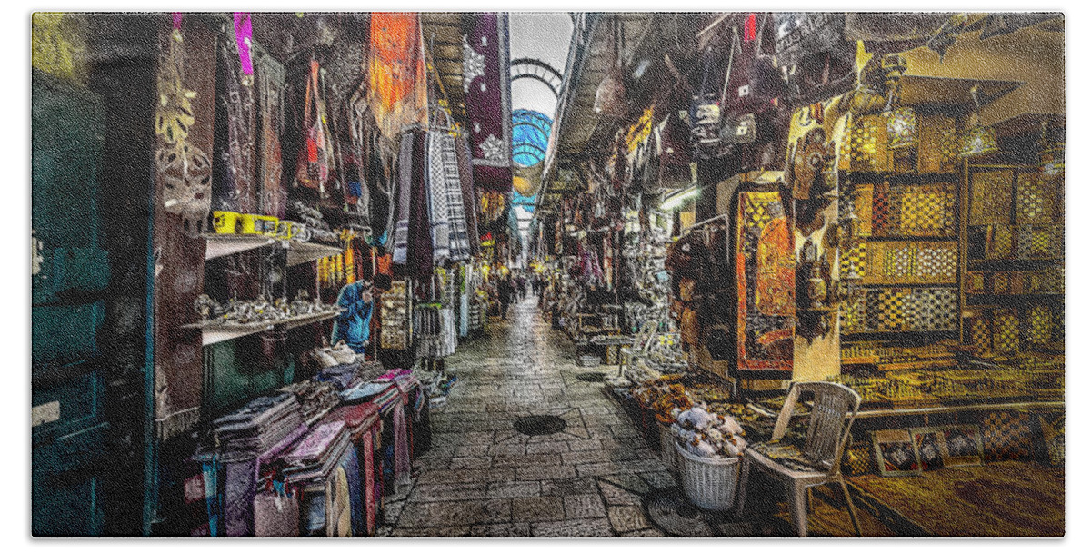 Jerusalem Beach Towel featuring the photograph Market in the Old City of Jerusalem by David Morefield