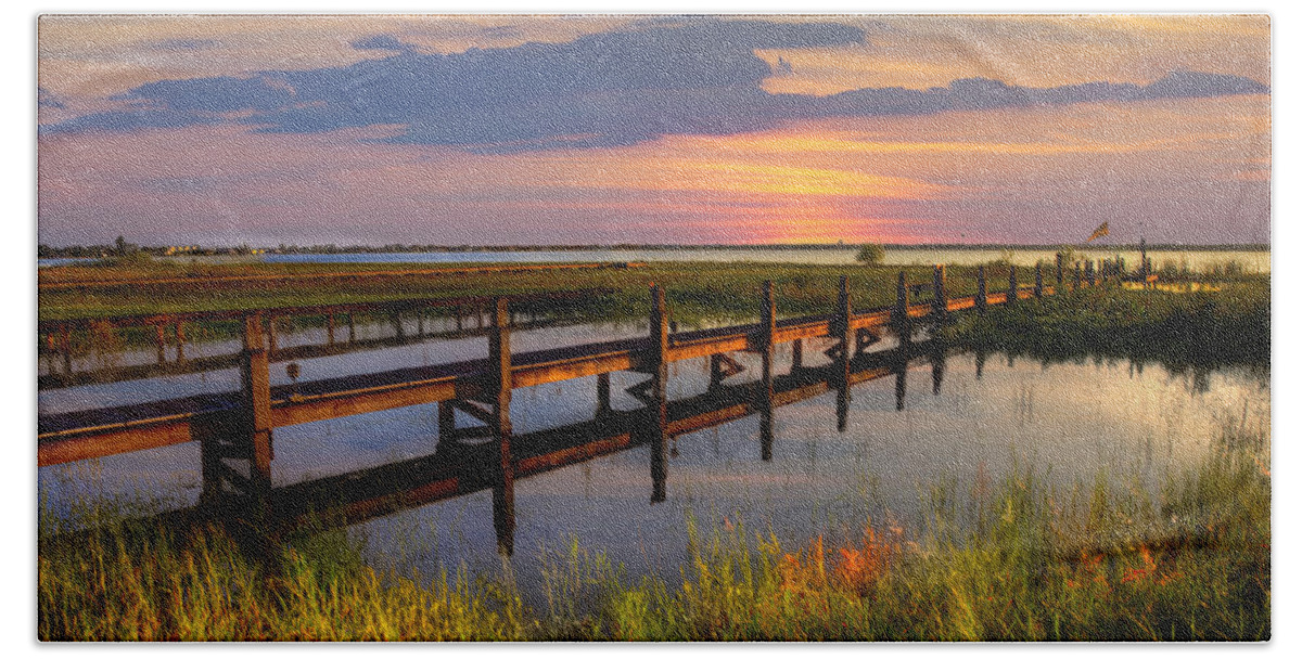 Clouds Beach Towel featuring the photograph Marsh Harbor by Debra and Dave Vanderlaan