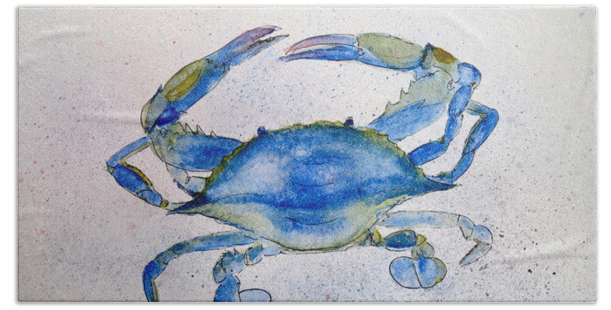 Crab Beach Sheet featuring the painting Maryland Blue Crab by Nancy Patterson