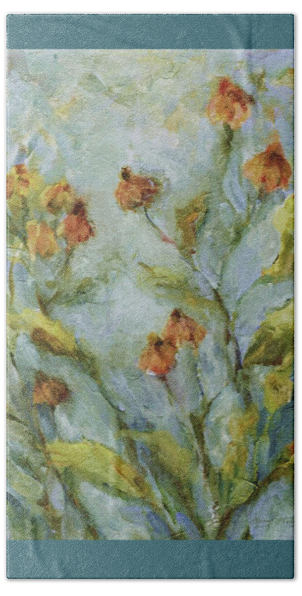 Floral Beach Sheet featuring the painting Mary's Garden by Mary Wolf