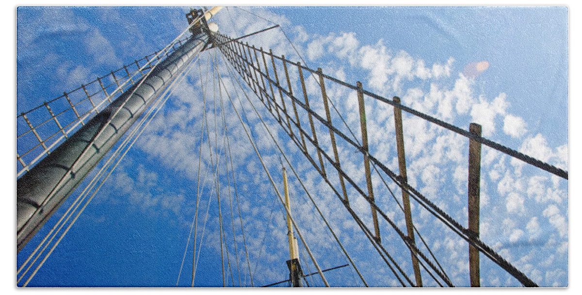 Nautical Beach Towel featuring the photograph Masted Sky by Keith Armstrong