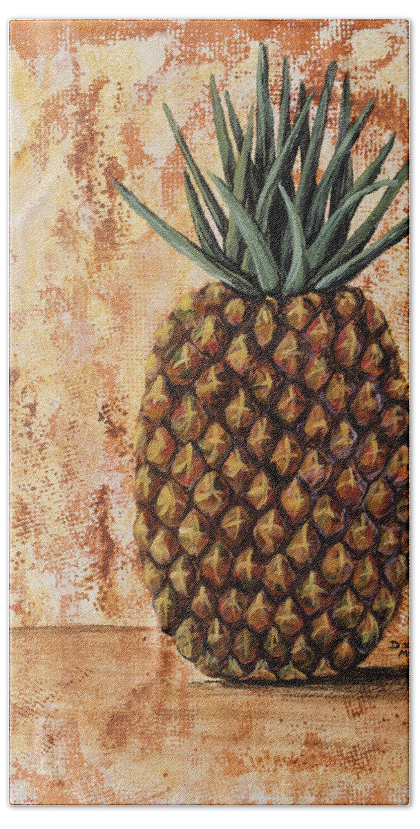 Kitchen Decor Beach Towel featuring the painting Maui Pineapple by Darice Machel McGuire