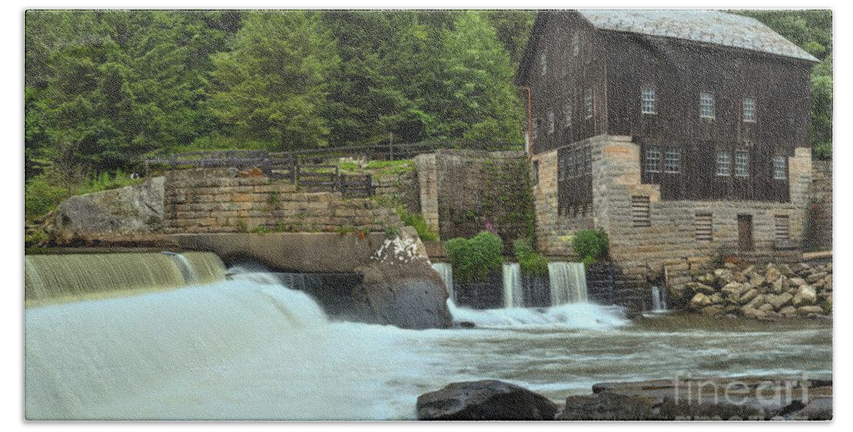 Mcconnells Mill State Park Beach Towel featuring the photograph McConnells Mill State Park Spillway by Adam Jewell