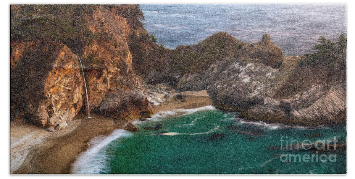 Mcway Falls Beach Sheet featuring the photograph McWay Falls by Anthony Michael Bonafede