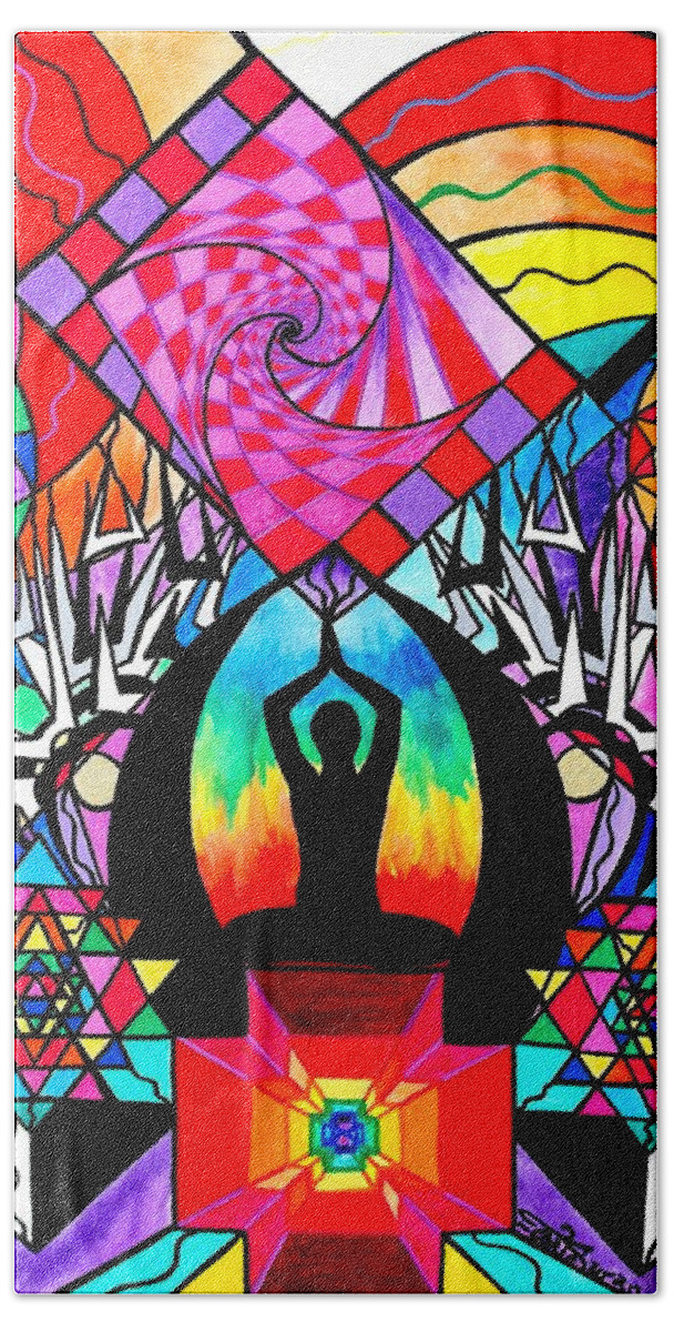 Vibration Beach Towel featuring the painting Meditation Aid by Teal Eye Print Store