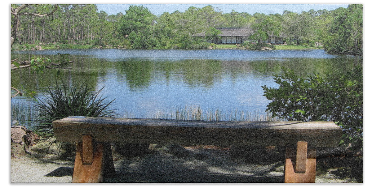 Florida Beach Towel featuring the digital art Meditation Bench by John Vincent Palozzi