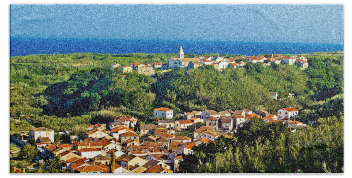 Croatia Beach Sheet featuring the photograph Mediterranean town of Susak Croatia by Brch Photography