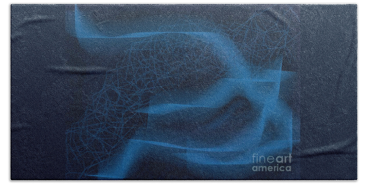 Blue Art Beach Towel featuring the digital art Membrane of Life by Joan-Violet Stretch