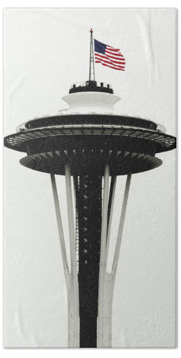 Seattle Beach Towel featuring the photograph Memorial Needle by Benjamin Yeager
