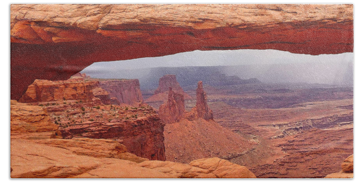 Mesa Arch Beach Towel featuring the photograph Mesa Arch in Canyonlands National Park by Mitchell R Grosky