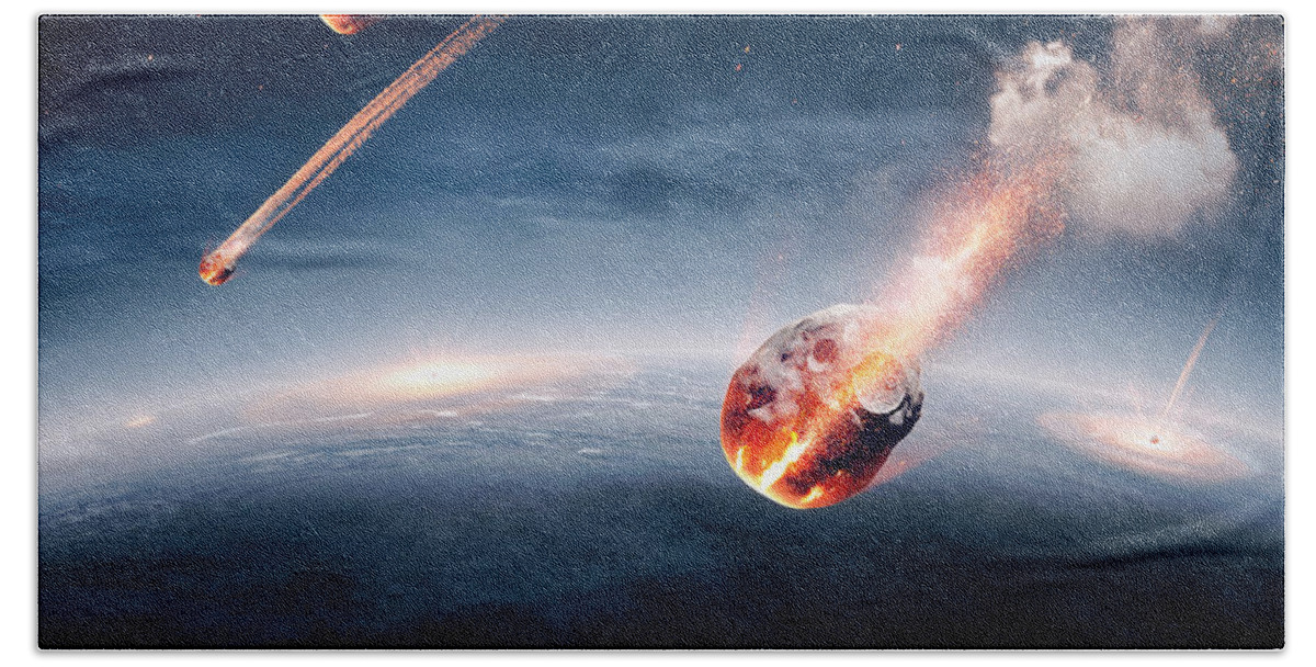 Meteorite Beach Towel featuring the photograph Meteorites on their way to earth by Johan Swanepoel
