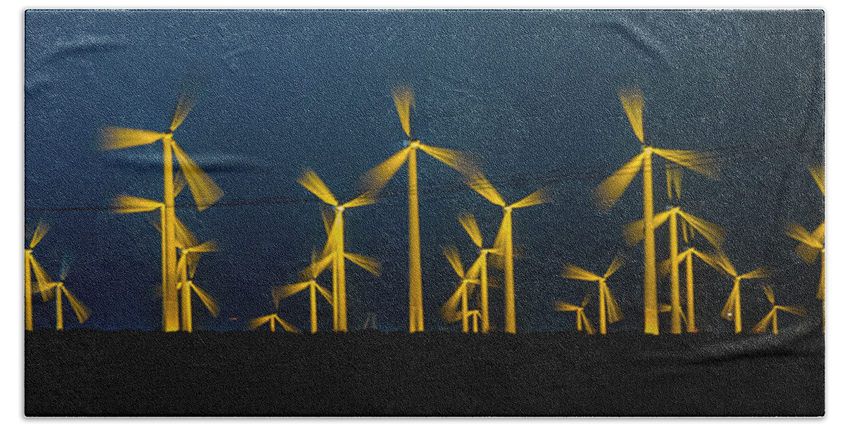 Wind Turbine Beach Towel featuring the photograph MI3 Wind Turbines 3 by Scott Campbell