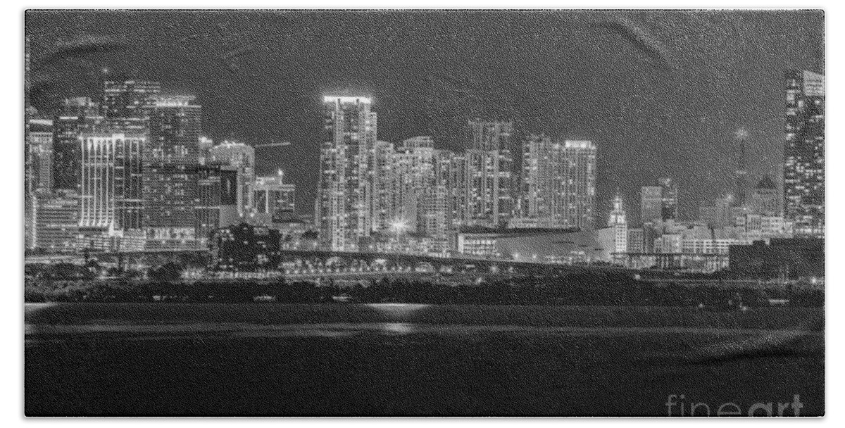 Miami Skyline Beach Towel featuring the photograph Miami On a Clear Summer Night by Rene Triay FineArt Photos