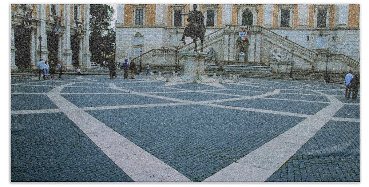 Capitoline Hill Beach Towel featuring the photograph Michael Angelo's Campidoglio by Eric Tressler