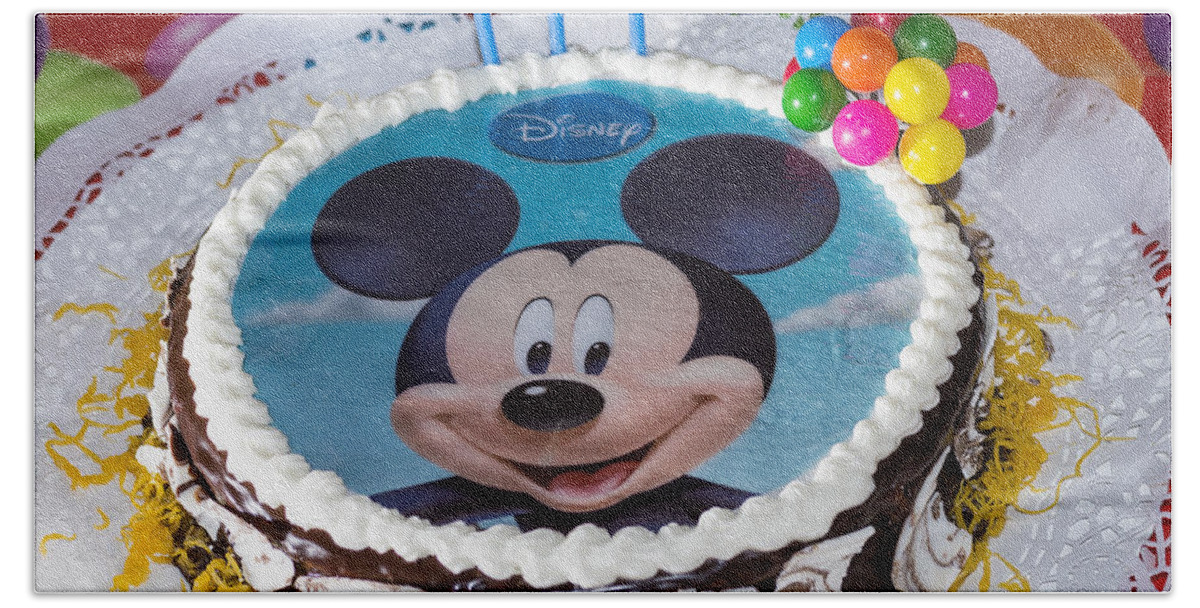 Mickey Mouse Beach Towel featuring the photograph Mickey mouse cake by Paulo Goncalves