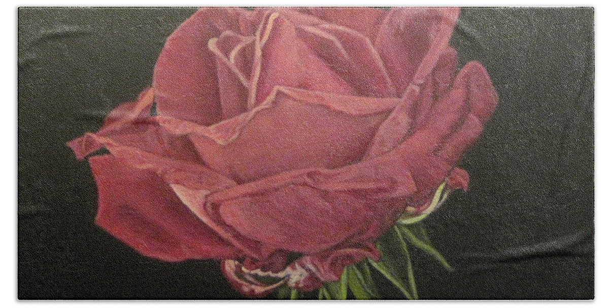 Rose Beach Towel featuring the painting Mid Bloom by Wendy Shoults