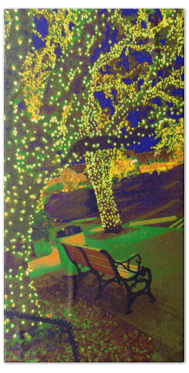 Christmas Lights Beach Towel featuring the digital art Early Holiday Lighting by Pamela Smale Williams