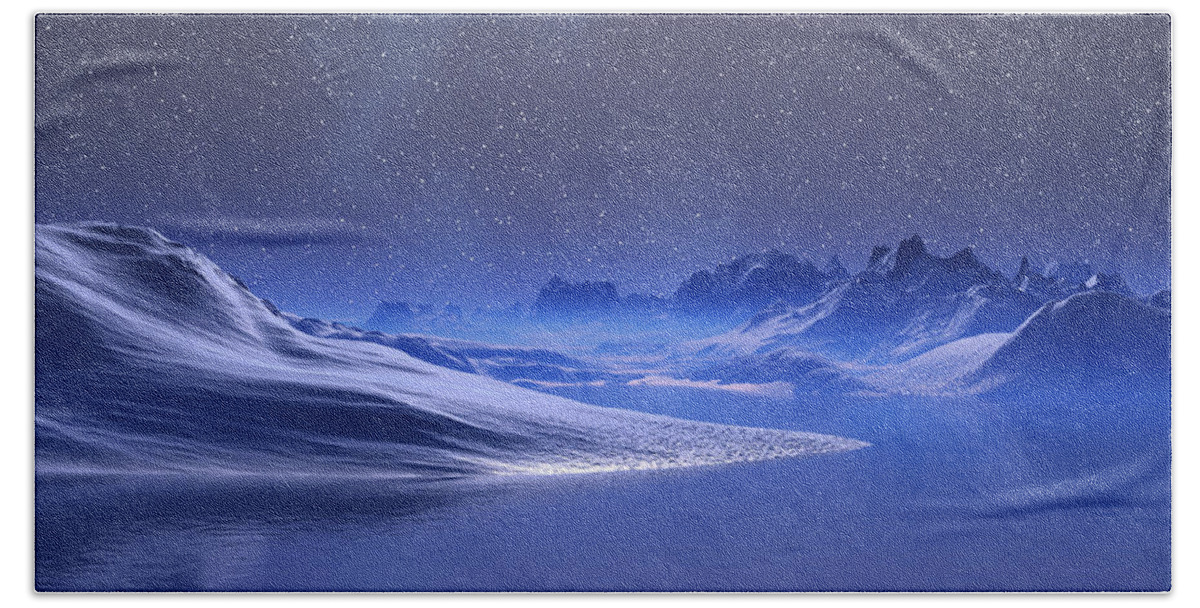 Winter Beach Sheet featuring the digital art Midnight Snow by Judi Suni Hall