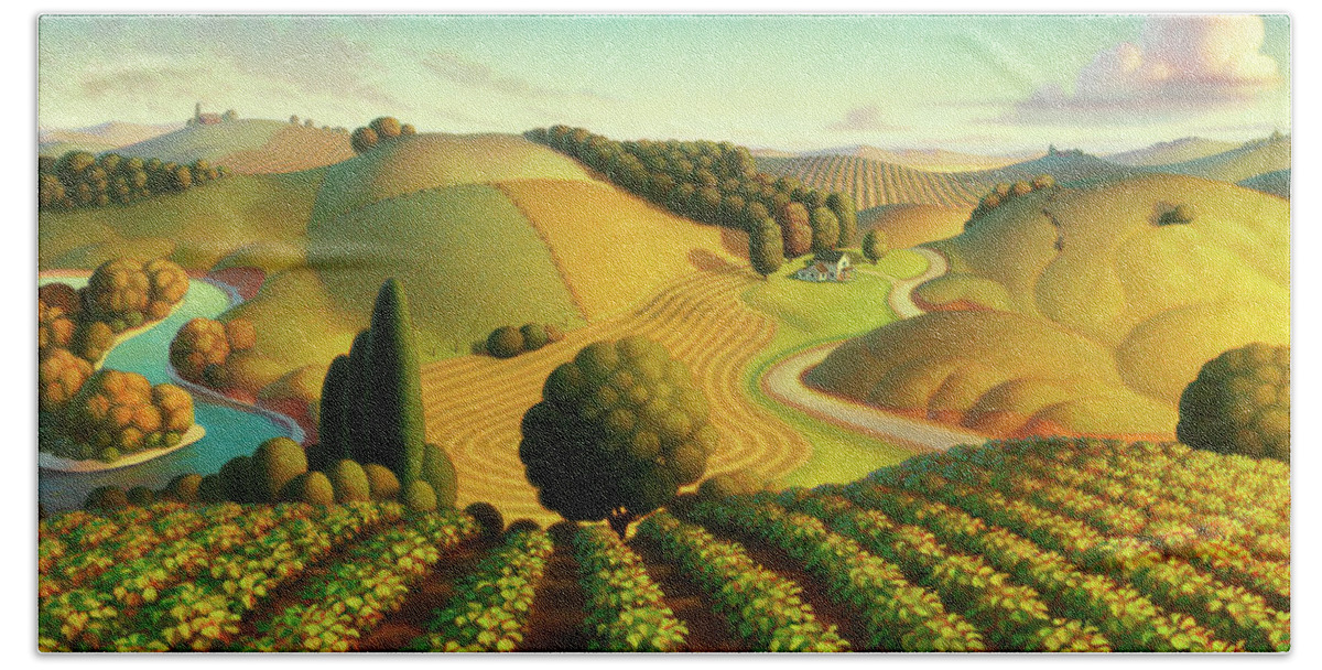 Vineyard Beach Towel featuring the painting Midwest Vineyard by Robin Moline