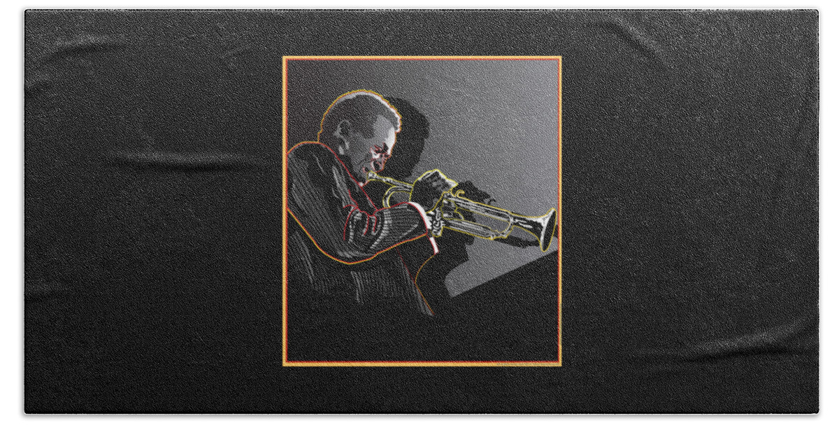 Miles Davis Beach Towel featuring the digital art Miles Davis Legendary Jazz Musician by Larry Butterworth