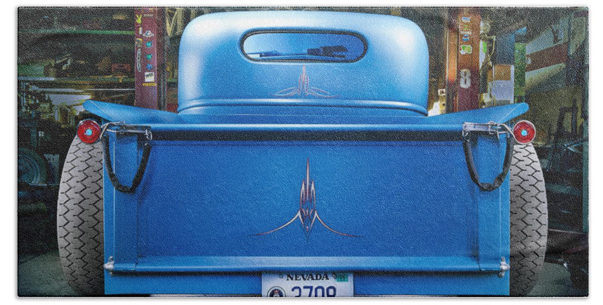 Antique Beach Towel featuring the photograph Millers Chop Shop 46 Chevy Truck Rear by Yo Pedro