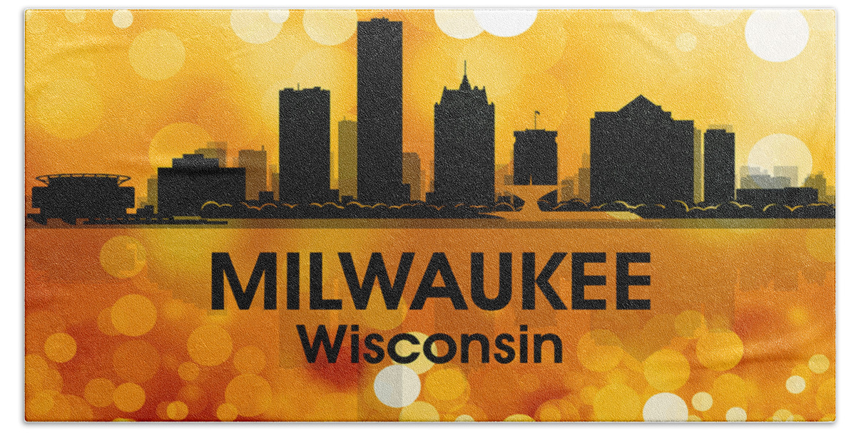 Milwaukee Beach Towel featuring the mixed media Milwaukee WI 3 by Angelina Tamez