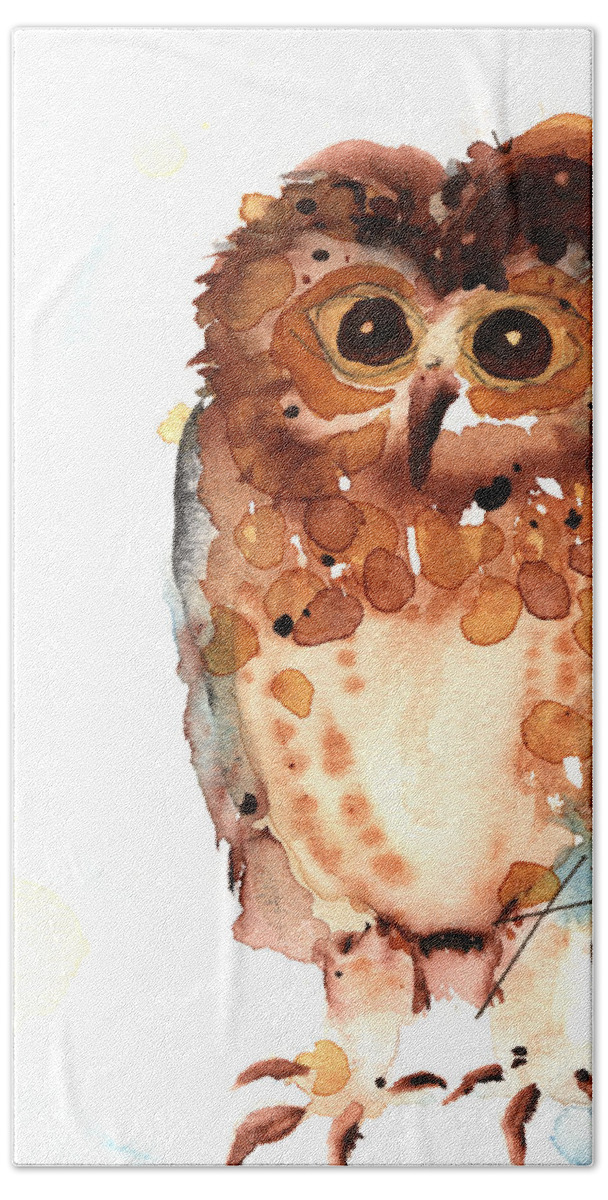 Owl Watercolor Beach Towel featuring the painting Mind If I Join You? by Dawn Derman