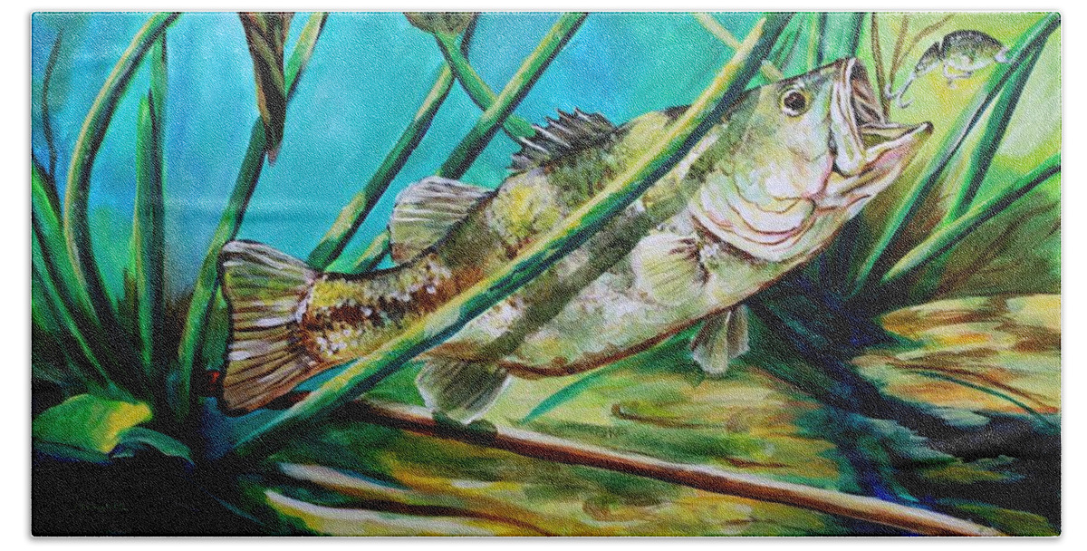 Fish Beach Sheet featuring the painting Mississippi Largemouth Bass by Karl Wagner