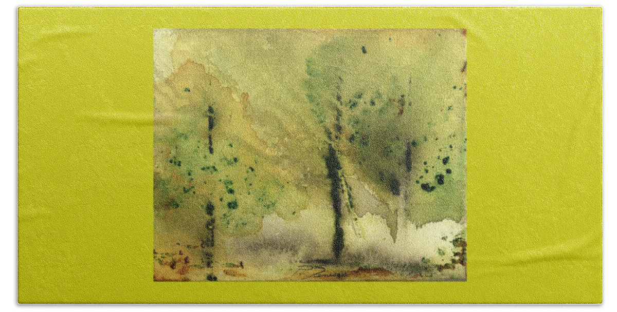 Watercolor Beach Towel featuring the painting Mist and Morning by Peter Senesac