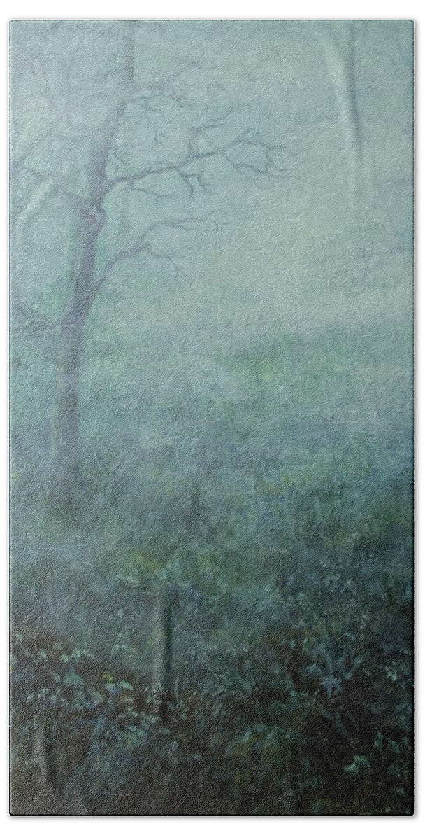 Painting Beach Sheet featuring the painting Mist on the Meadow by Mary Wolf