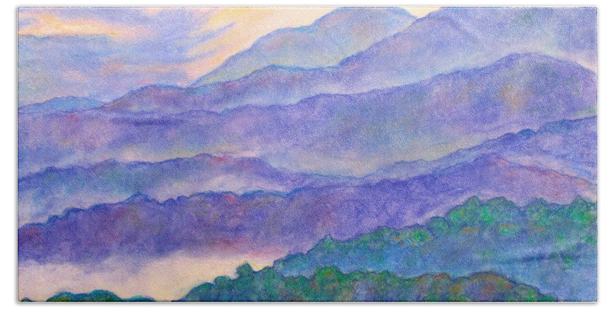 Mountains Beach Sheet featuring the painting Misty Blue Ridge by Kendall Kessler