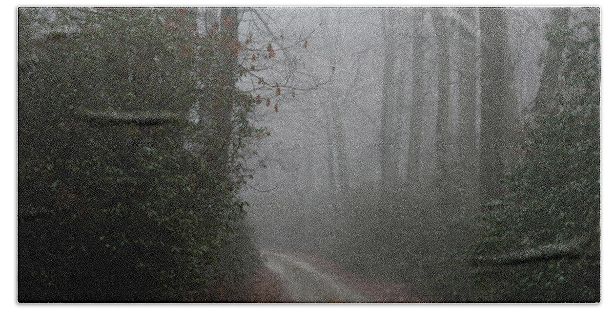 Country Road Beach Sheet featuring the photograph Misty Country Road by Neal Eslinger