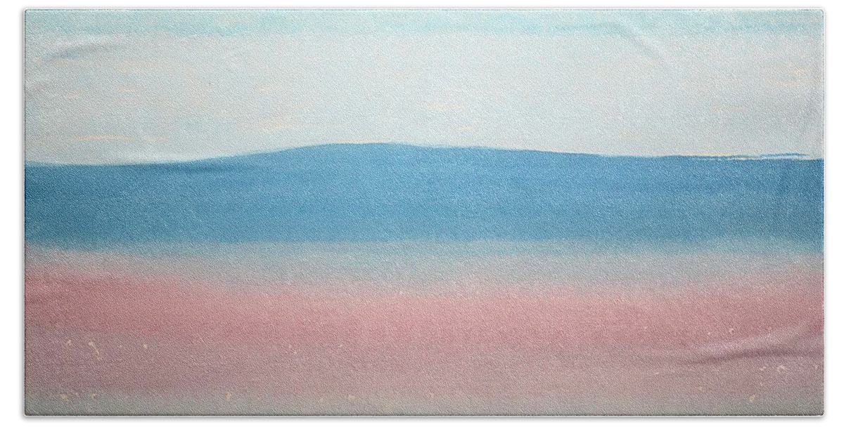 Misty Beach Sheet featuring the painting Misty Lake original painting by Sol Luckman