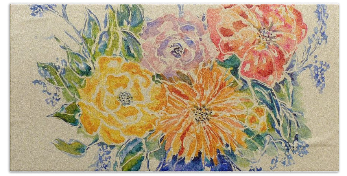 Floral Beach Sheet featuring the painting Bouquet of Love by Kim Shuckhart Gunns