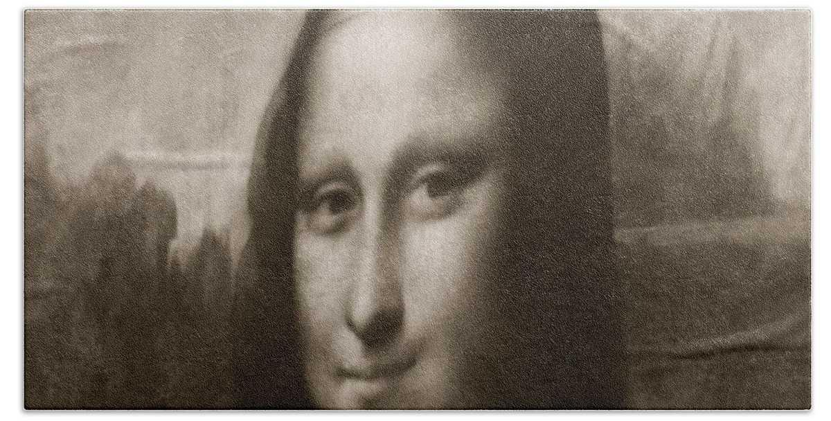 Mona Lisa Beach Towel featuring the photograph Mona Lisa From a Different Angle by Marianna Mills