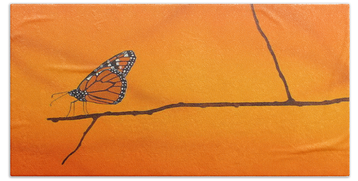 Butterfly Beach Sheet featuring the painting Monarch by Guy Pettingell
