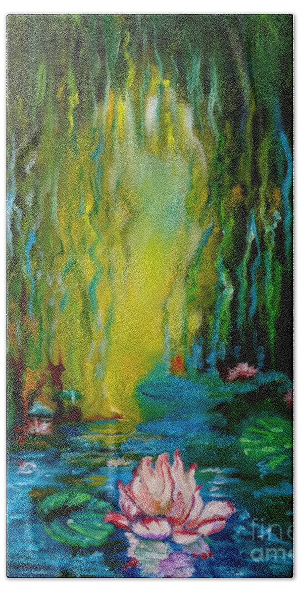 Lotus Beach Towel featuring the painting Monet's Pond 11 by Jenny Lee