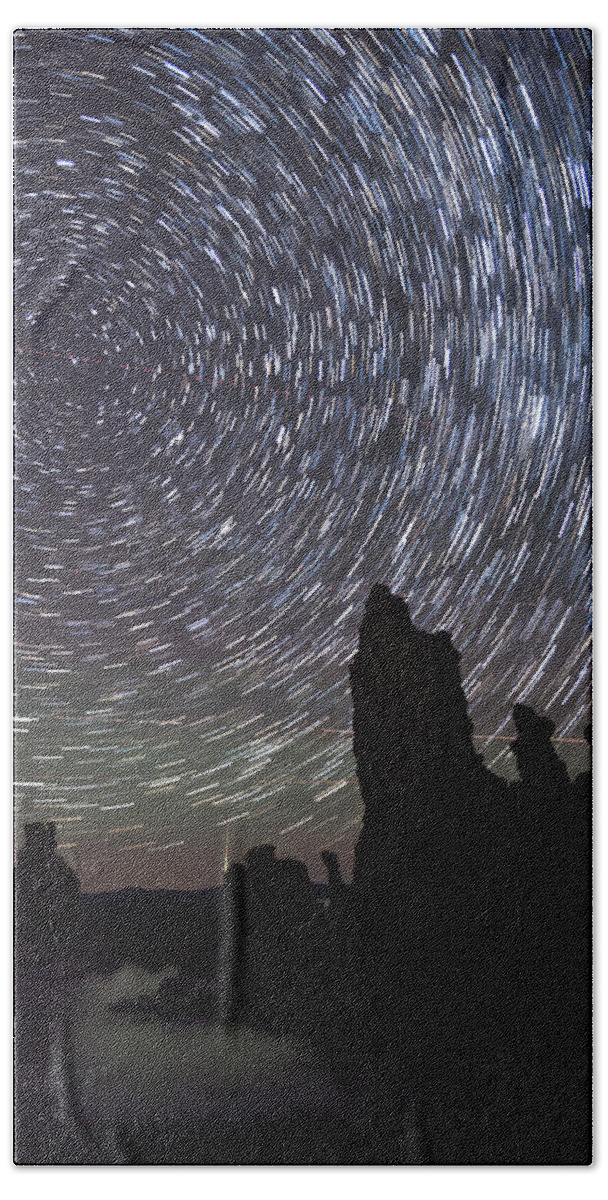 Stars Beach Sheet featuring the photograph Mono Lake Star Trails by Cat Connor