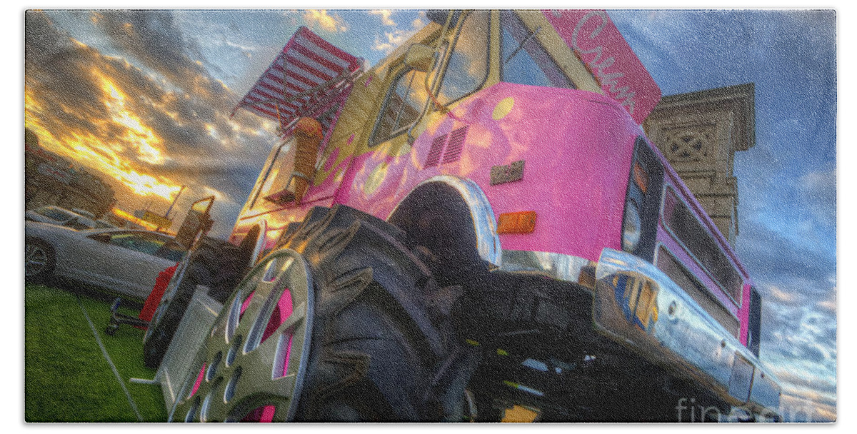 Yhun Suarez Beach Towel featuring the photograph Monster Ice Cream Truck by Yhun Suarez
