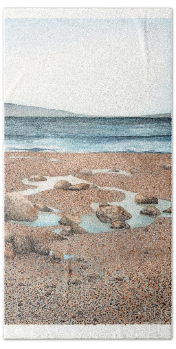 Montara Beach Towel featuring the painting Montara by Hilda Wagner
