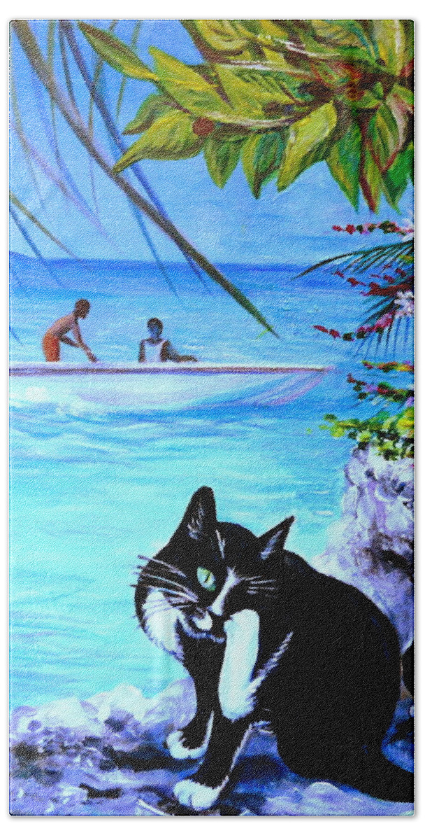 Travel. Tropical Art Beach Towel featuring the painting Montego Bay. Part One by Anna Duyunova
