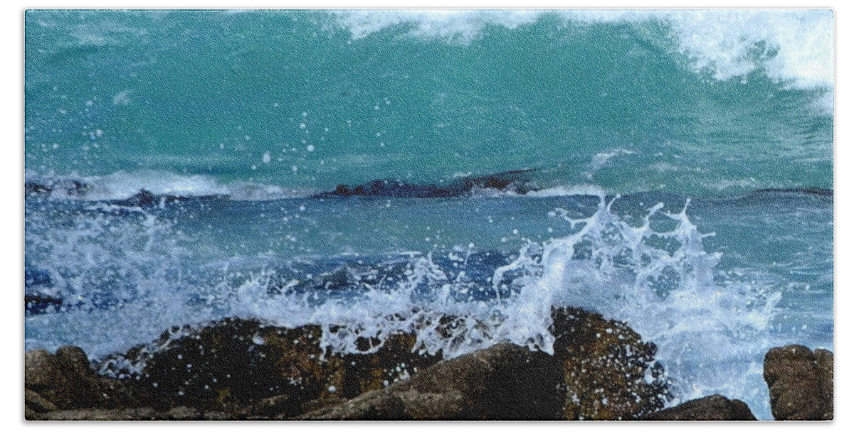 Wave Beach Towel featuring the photograph Monterey-3 by Dean Ferreira