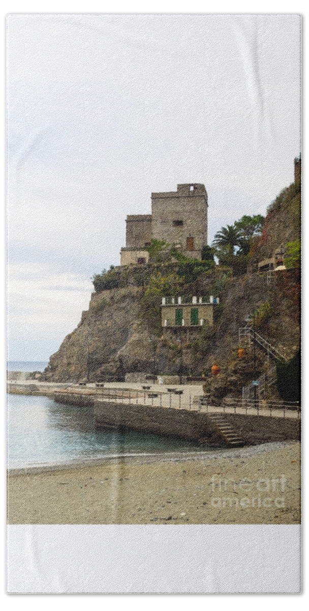 Monterosso Beach Towel featuring the photograph Monterosso Harbor Pier by Prints of Italy