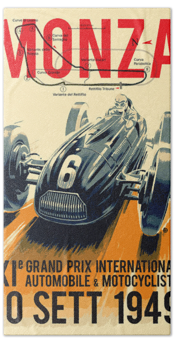 Digital Beach Sheet featuring the digital art Monza Grand Prix by Gary Grayson