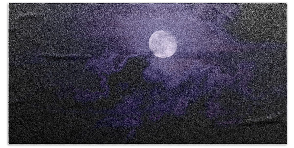 Nature Beach Towel featuring the photograph Moody Moon by Chad Dutson
